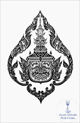 Praha Hotel - pískování motivu na skleněné dveře dle přání zákazníka dle rozbitého vzoru