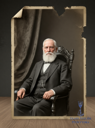 Opravená berevně stará fotografie muž