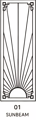 Dekorativní pískovaná tabule skla do okna, skříní nebo dveří ( Art deco 1 - Sunbeam )