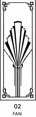 Dekorativní pískovaná tabule skla do okna, skříní nebo dveří ( Art deco 2 - Fan )