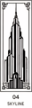 Dekorativní pískovaná tabule skla do okna, skříní nebo dveří ( Art deco 4 - Skyline )