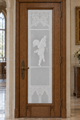 Dekorativní pískovaná tabule skla do okna, skříní nebo dveří ( andílek a secesní ornamenty)