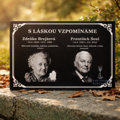 V9. Černá náhrobní skleněná deska s portrétem a rámečkem 
