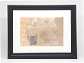 Pietní zvířecí pomníček - glazurovaná dlaždice v rámu 30 x 40 cm (pasparta 21 x 30 cm), silueta kočky šedá, nápis bílá