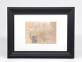 Pietní zvířecí pomníček  - glazurovaná dlaždice v rámu, 13 x 18 cm (pasparta 10 x 15 cm), silueta kočky šedá, nápis bílá 