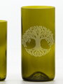2ks Eko sklenice (z lahve od vína) velká olivová (16 cm, 7,5 cm) Strom života