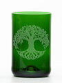 2ks Eko sklenice (z lahve od šampusu) velká zelená  (13 cm, 6,5 cm) Strom života