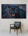 Acrylglasmalerei – Abstrakter Schwarzer Panther