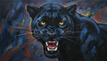 Acrylglasmalerei – Abstrakter Schwarzer Panther