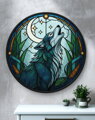 Acrylglasmalerei – Wolfskreis im Jugendstil, inspiriert von Glasmalerei.