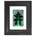 Inuksuk - zelené vitrážové sklo v černém rámu 13 x 18 cm ( pasparta 10 x 15 cm )