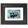 Potáplica, - zelené vitrážové sklo v čiernom ráme 13 x 18 cm ( pasparta 10 x 15 cm )