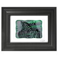Zebra - zelené vitrážové sklo v čiernom ráme 13 x 18 cm ( pasparta 10 x 15 cm )