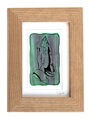 Betende Hände - grüne Glasmalerei in braunem Rahmen 13 x 18 cm (Passepartout 10 x 15 cm)