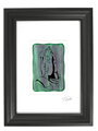 Modlíci ruce- zelené vitrážové sklo v černém rámu 21 x 30 cm ( pasparta 13 x 18 cm )