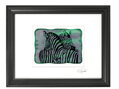 Zebra - zelené vitrážové sklo v černém rámu 30 x 40 cm ( pasparta 21 x 30 cm )