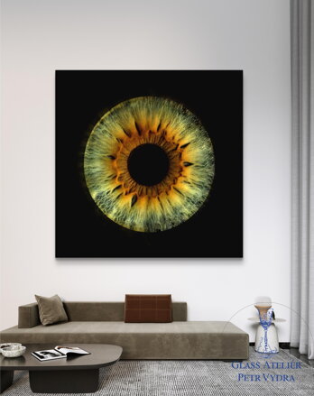 Obraz na akrylátovém skle - Iris foto - fotografie vaší duhovky jako obraz - Efekt ,,Černé pozadí,,