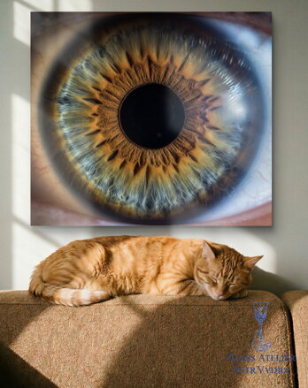 Obraz na akrylátovém skle - Iris foto - fotografie vaší duhovky jako obraz - ,,S víčkem,,