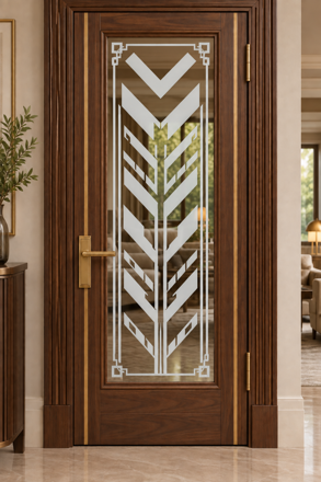 Dekorativní pískovaná tabule skla do okna, skříní nebo dveří ( Art deco 5 - Chevron )