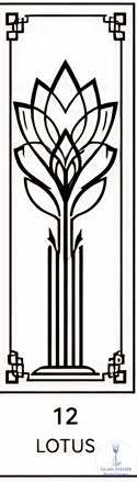Dekorativní pískovaná tabule skla do okna, skříní nebo dveří ( Art deco 12 - Lotus )