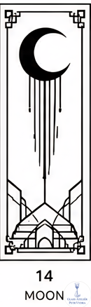 Dekorativní pískovaná tabule skla do okna, skříní nebo dveří ( Art deco 14 - Moon )