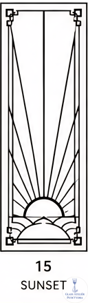 Dekorativní pískovaná tabule skla do okna, skříní nebo dveří ( Art deco 15 - Sunset )