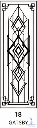 Dekorativní pískovaná tabule skla do okna, skříní nebo dveří ( Art deco 18 - Gatsby )