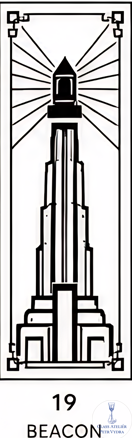 Dekorativní pískovaná tabule skla do okna, skříní nebo dveří ( Art deco 19 - Beacon )