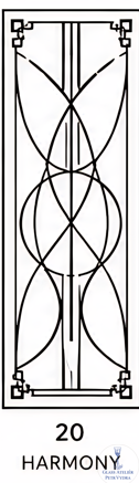 Dekorativní pískovaná tabule skla do okna, skříní nebo dveří ( Art deco 20 - Harmony )