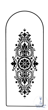 Dekorativní pískovaná tabule skla do okna, skříní nebo dveří ( ornamentální vzor středový č 11 )