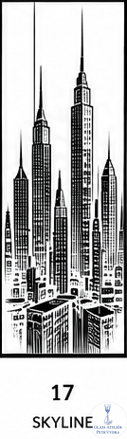 Dekorativní pískovaná tabule skla do okna, skříní nebo dveří ( skyline 18 )