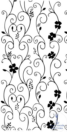 Dekorativní pískovaná tabule skla do okna, skříní nebo dveří (kvítky 2 - moderní motiv )