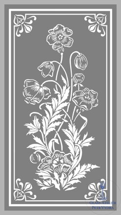 Pískovaná tabule skla do okna nebo dveří ( máky )