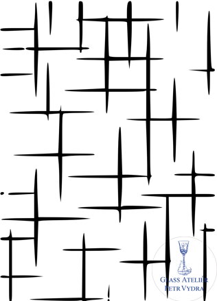 Dekorativní pískovaná tabule skla do okna, skříní nebo dveří ( moderní vzor 2 )