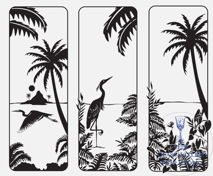 Dekorativní pískovaná tabule skla do okna, skříní nebo dveří ( volavka 3 panely )