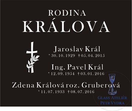 V4. Černá náhrobní skleněná deska s křížem 