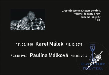 V21. Černá náhrobní skleněná deska s portrétem, nápisem a křížkem  V21. Černá náhrobní skleněná deska s portrétem, nápisem a křížkem