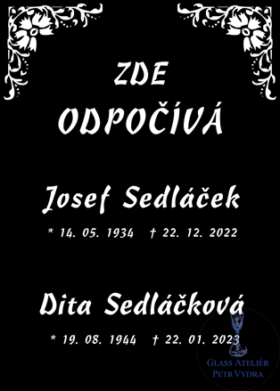 V32. Černá náhrobní skleněná deska 