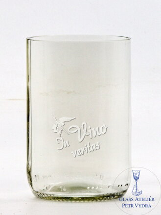 2 St. Öko-Gläser (aus einer Bierflasche) mittel klar (10 cm, 6,5 cm) Moldawischer Storch - In vino veritas
