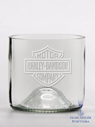 2ks Eko sklenice (z lahve od vína) mini čirá (7 cm, 7,5 cm) Harley Davidson