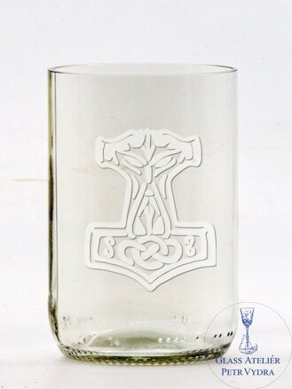 2 Stück Öko-Glas (Bierflasche) Medium Clear (10 cm, 6,5 cm) Thors Hammer
