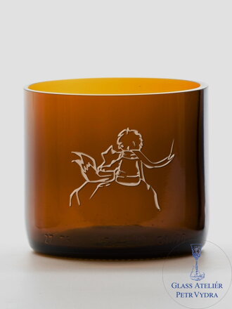 2ks Eko sklenice (z lahve od šampusu ) malá hnědá (7 cm, 6,5 cm) Malý princ a liška