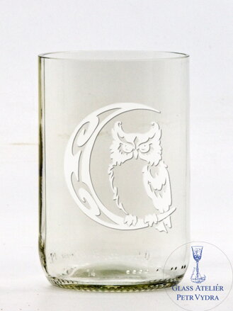 2 St. Öko-Gläser (aus einer Bierflasche) mittel klar (10 cm, 6,5 cm) Eule