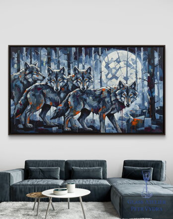 Obraz na akrylátovém skle - Abstrakce moderního umění  Vlci