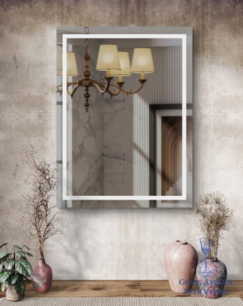 Dekorativní pískované zrcadlo s broušenou hranou a motivem ( vzor  okrajový pruh - obdelník )