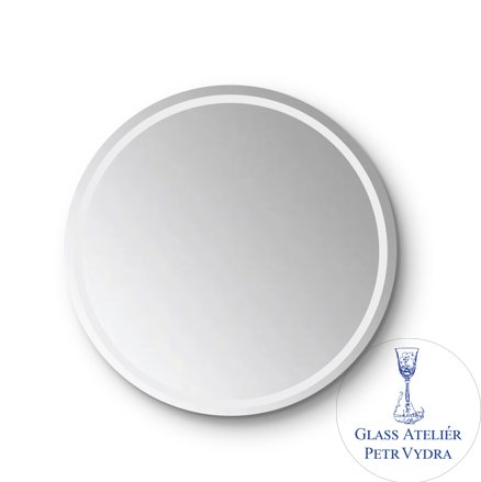 Dekorativní pískované zrcadlo s broušenou hranou a motivem ( vzor  okrajový pruh - kruh )