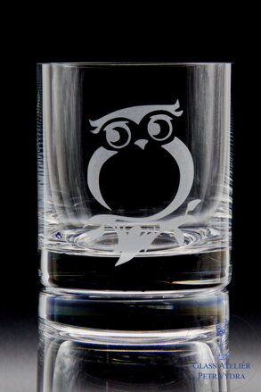 6x Glas Whisky 280 ml - Eulenmotiv