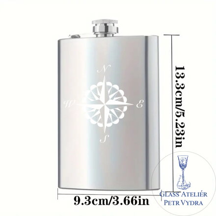 Placatka s motivem kompas - Gravírování do kovu