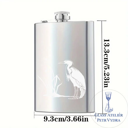 Placatka s motivem volavka - Gravírování do kovu