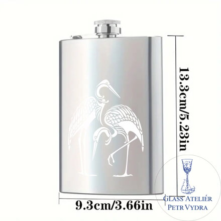 Placatka s motivem volavky -Gravírování do kovu